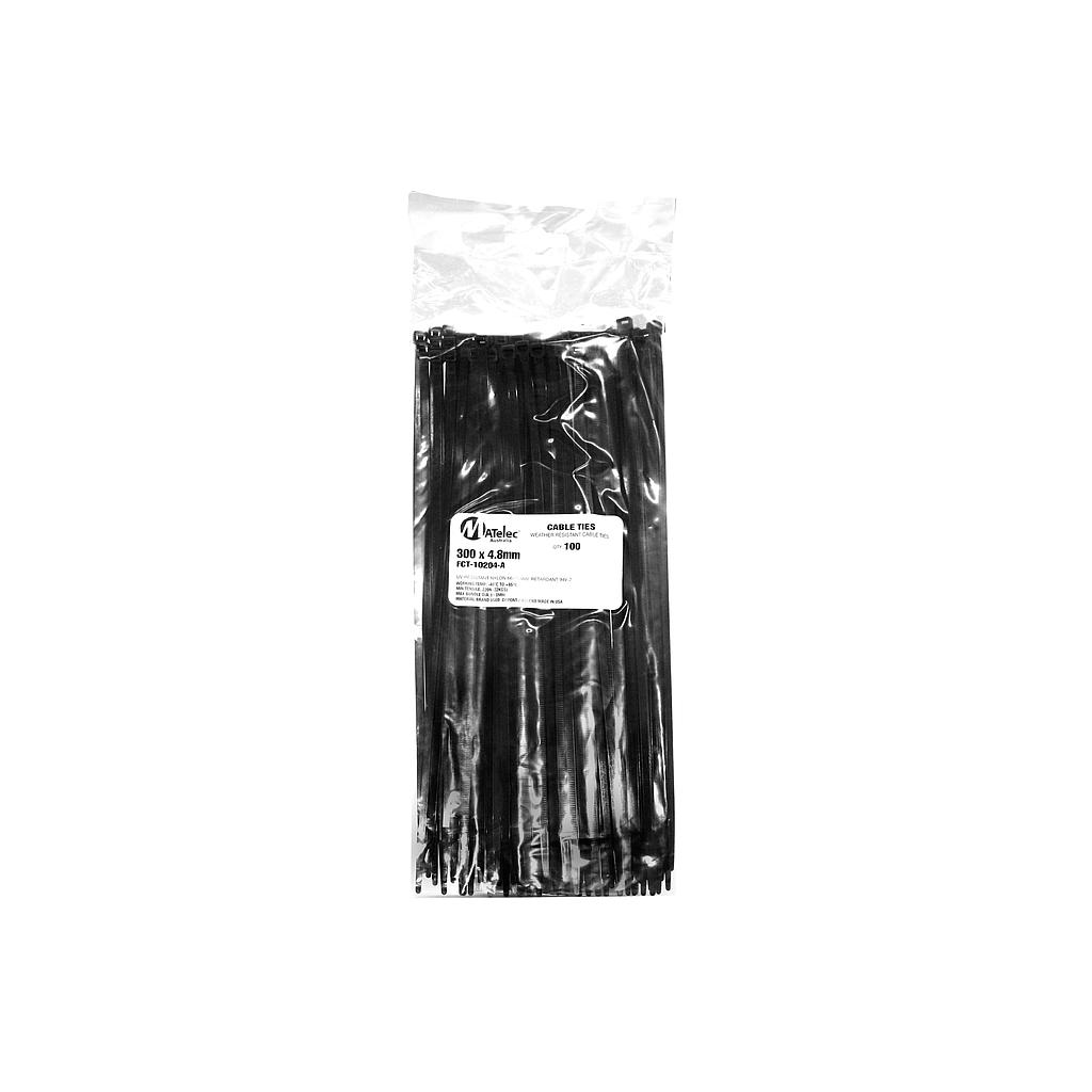 Cable Ties 4.8 x 300mm Black x PK100